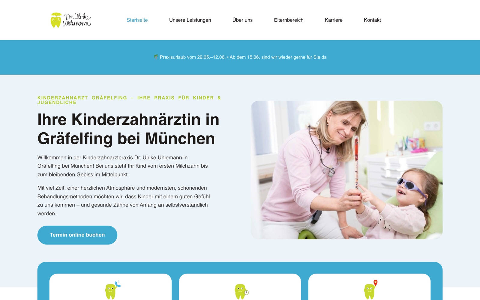 Die Website der Kinderzahnarztpraxis Dr. Uhlemann
